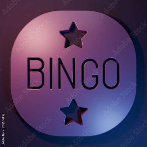 Purple Bingo icon isolated on purple-blue background. Lottery tickets for american bingo game. Minimalism concept. 3D render illustration