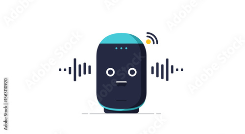Smart speaker vector illustration with sound waves for technology design