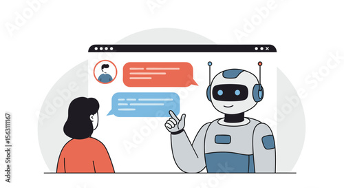 Chatbot assistance vector illustration - technology interaction for web design and communication