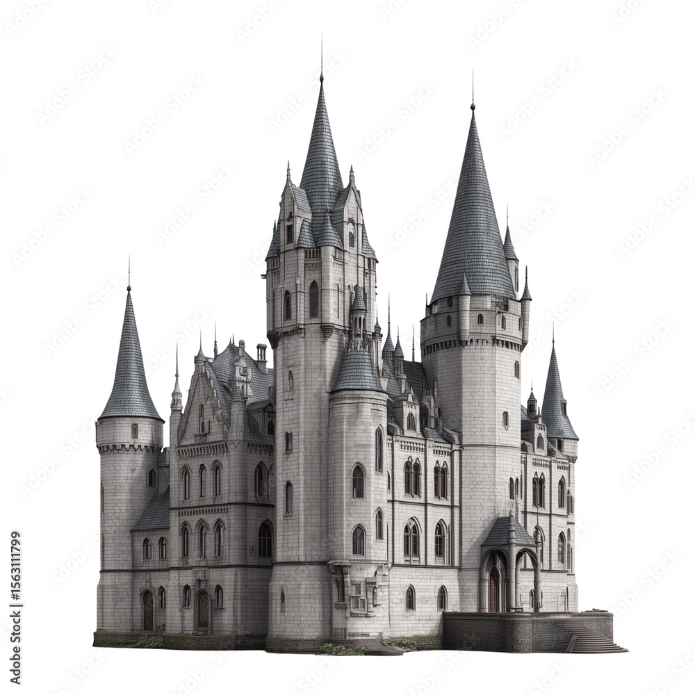 Fototapeta premium Majestic Medieval Castle with Gothic Spires