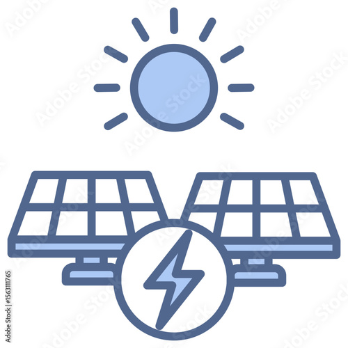 Solar Farms Blue Icon