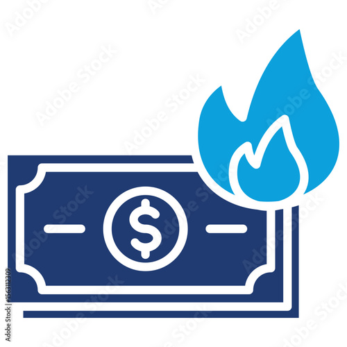 Cash Burn Flat Blue Icon