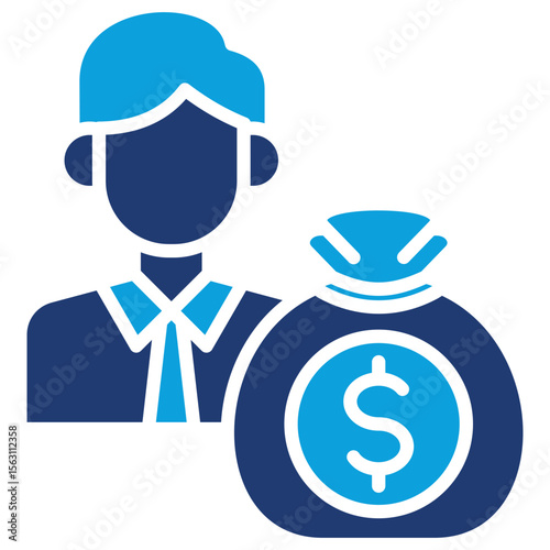 Private Equity Flat Blue Icon