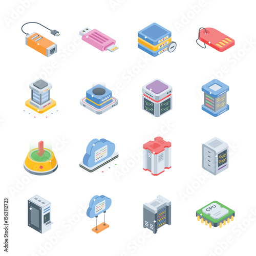 Check out our premium set of database isometric style icons
