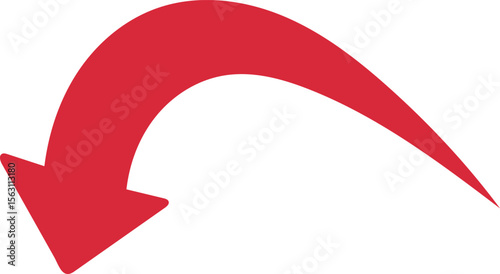 Red Curved Down Arrow: Indicating Return, Redirection, or Decline.