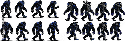 Gorilla Monster Character Walk Cycle Animation Sprite Sheet