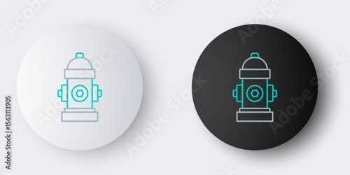 Line Fire hydrant icon isolated on grey background. Colorful outline concept. Vector