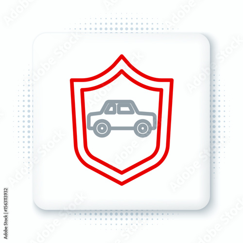 Line Car with shield icon isolated on white background. Insurance concept. Security, safety, protection, protect concept. Colorful outline concept. Vector