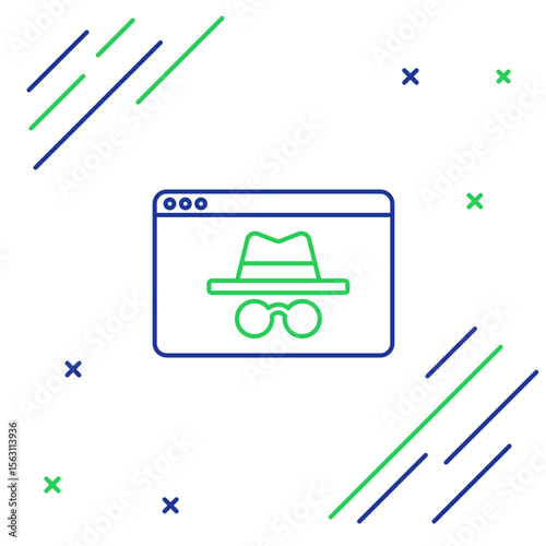 Line Browser incognito window icon isolated on white background. Colorful outline concept. Vector