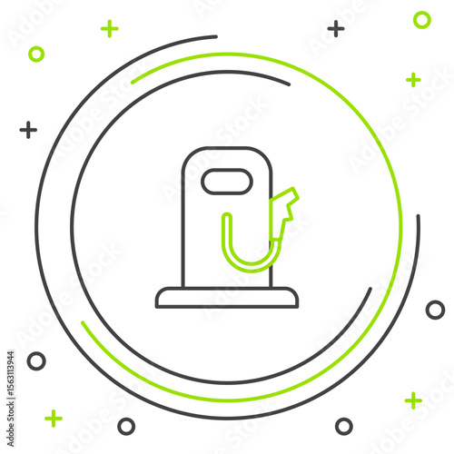 Line Petrol or gas station icon isolated on white background. Car fuel symbol. Gasoline pump. Colorful outline concept. Vector