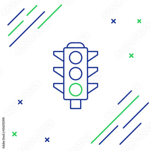 Line Traffic light icon isolated on white background. Colorful outline concept. Vector