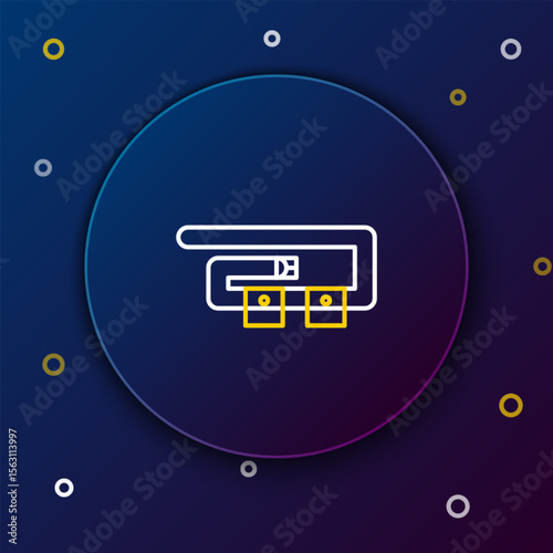 Line Diving belt icon isolated on blue background. Scuba gear. Diving underwater equipment. Colorful outline concept. Vector