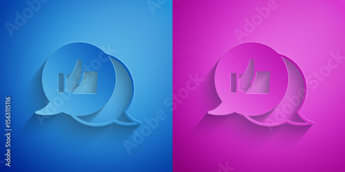 Paper cut Consumer or customer product rating icon isolated on blue and purple background. Paper art style. Vector