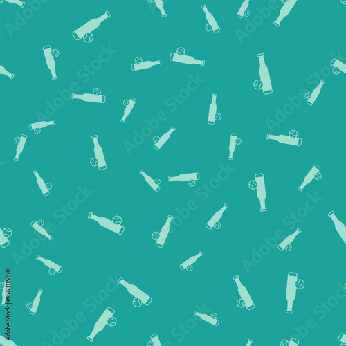 Green Baseball bat with ball icon isolated seamless pattern on green background. Vector