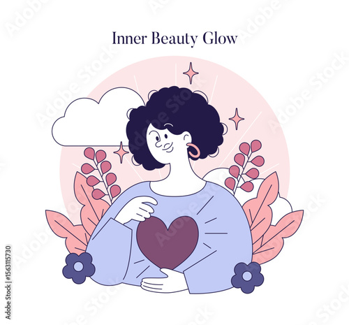 Beauty Psychology. Flat Vector Illustration