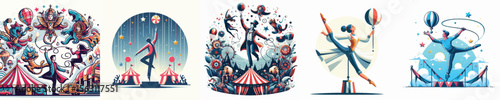 vector image people play circus with white background