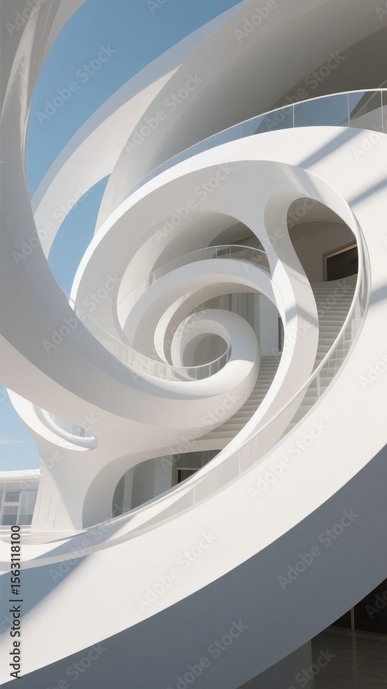 Fototapeta premium Spiral Staircase with Modern Architectural Design