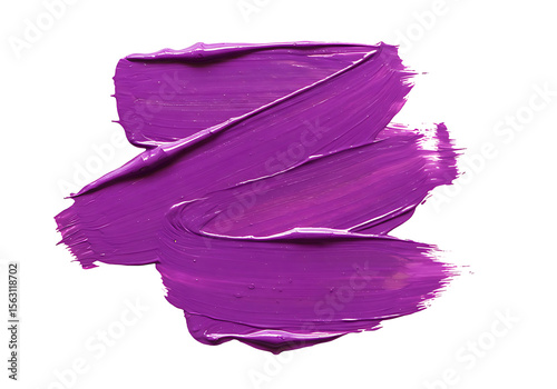 Luscious strokes of vibrant purple paint on a transparent background create a striking artistic smear with abstract texture.