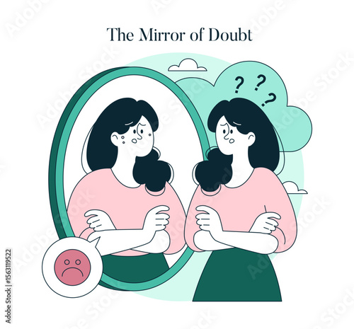 Psychology Of Self Acceptance. Flat Vector Illustration