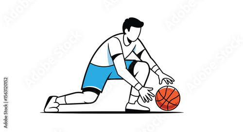 Athletic individual mastering the fundamental basketball dribbling skill with focused concentration during practice drills