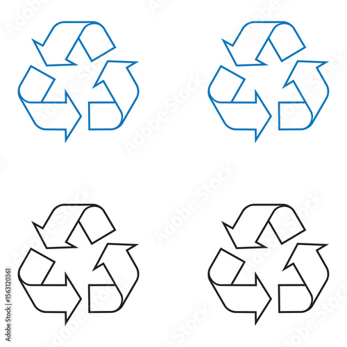 Recycle symbols for organic, paper, glass, plastic and metal waste. Recycle solid and line icon. vector illustration. eps file.