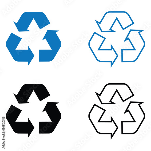 Recycle symbols for organic, paper, glass, plastic and metal waste. Recycle solid and line icon. vector illustration. eps file.