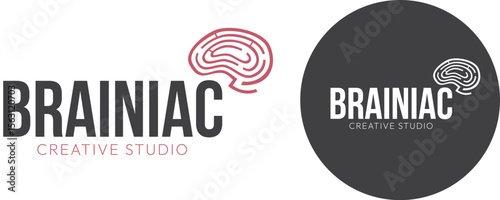 Modern Minimal Brain Wordmark logo design