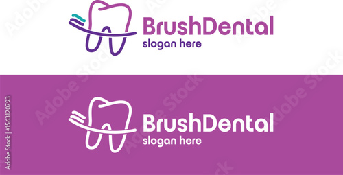 Modern minimal Brush Dental Logo Design 