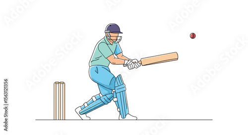 A cricketer in action swinging his bat to hit the ball during a match