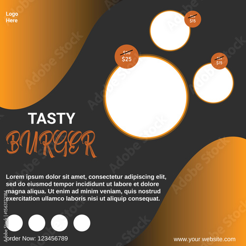 Social media post template, healthy and tasty food banner, and delicious food menu