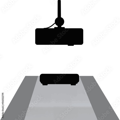 Silhouette of overhead projector on table, minimalist design