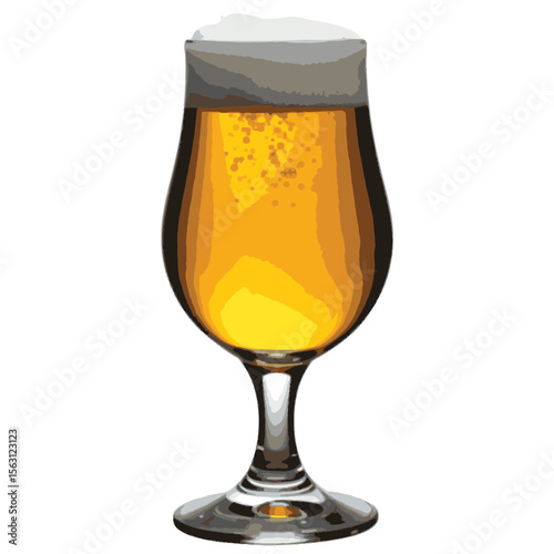 Silhouette of glass goblet filled with golden ale, minimalist design