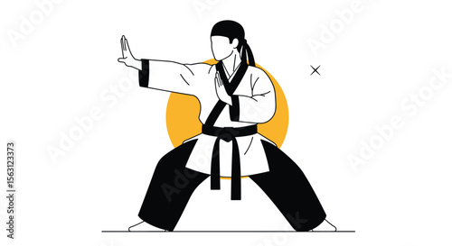 Martial arts master demonstrating powerful defensive block technique during intense training session focused on discipline and strength
