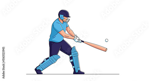 A cricketer in action swinging his bat to hit the ball during a game of cricket