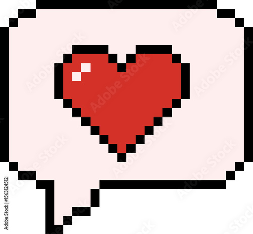 pixel illustration of a heart speech bubble
