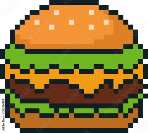 pixel illustration of a hamburger