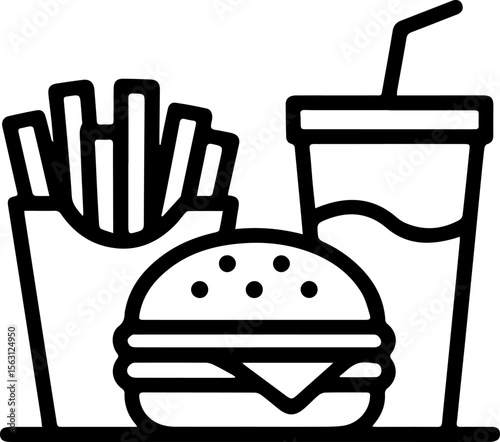 Delicious Burger Combo Fries, Soda, and a Juicy Patty