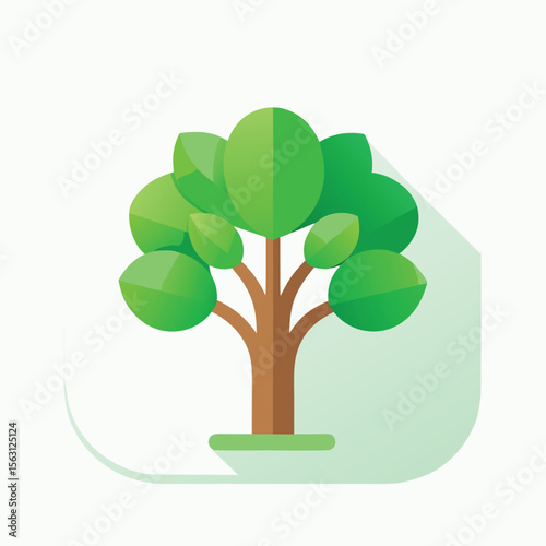 A practical vector icon of a tree for a gardening app, signifying plant care, landscaping, or outdoor cultivation on a clean white background.