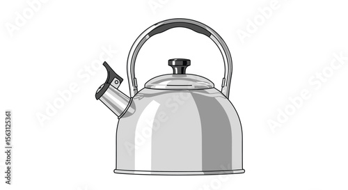 Classic stovetop whistling kettle for heating water on the kitchen stove for tea and coffee preparation