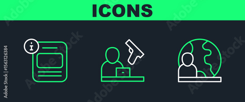Set line World news, Information and Crime icon. Vector