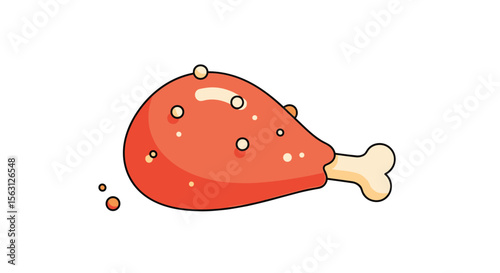 A deliciously roasted chicken drumstick with a bone and scattered seasoning particles
