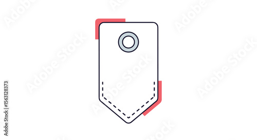 Identifying a blank tag template with a grommet and stitching detail for labeling and identification purposes