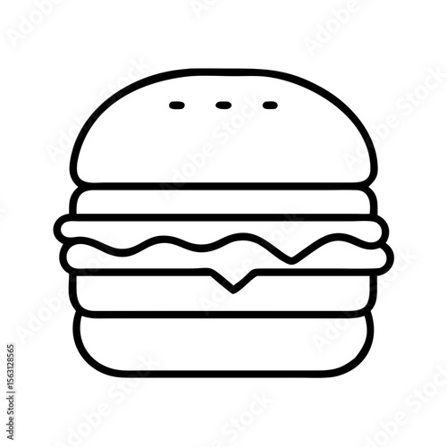Minimalistic burger illustration with three dots on the upper bun, simple design