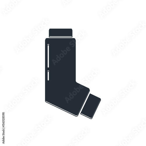 Black Inhaler icon isolated on white background. Breather for cough relief, inhalation, allergic patient. Medical allergy asthma inhaler spray. Vector