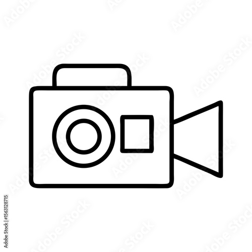 Retro Style Video Camera Icon, simple outline, representing vintage filmmaking