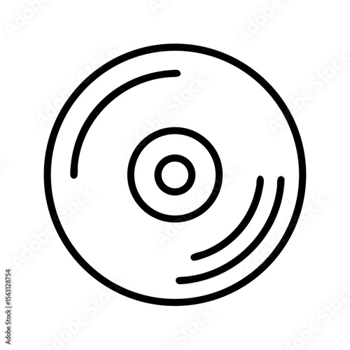 Simple Icon of a Compact Disc or Record with Black Lines