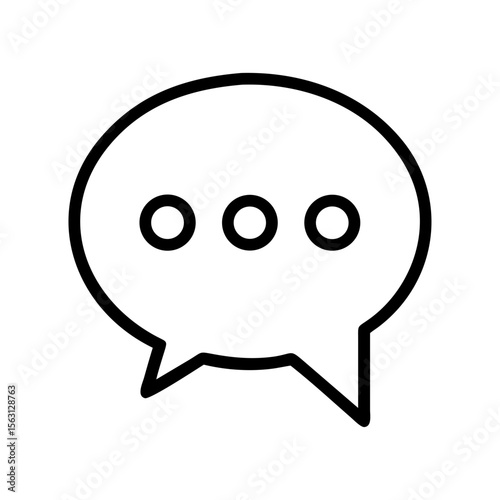Minimalistic black and white icon of a speech bubble with ellipses