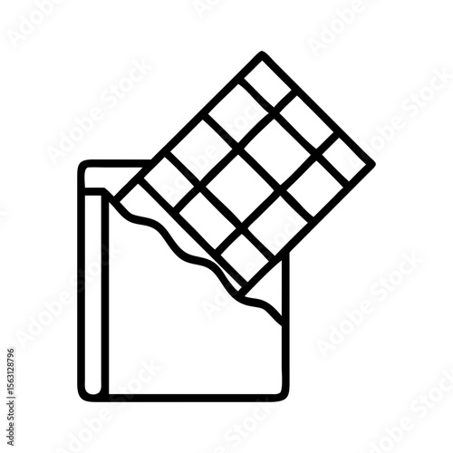 A single line drawing of a bar of chocolate in wrapper
