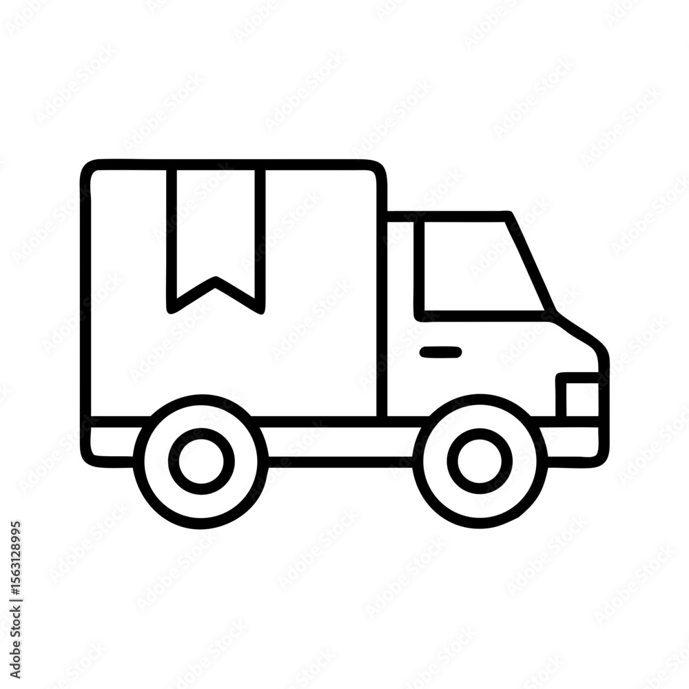 Fototapeta premium Stylized delivery truck illustration featuring bold outlines and simplified design elements