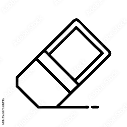 A minimalist design featuring a simple outline of a partially used eraser
